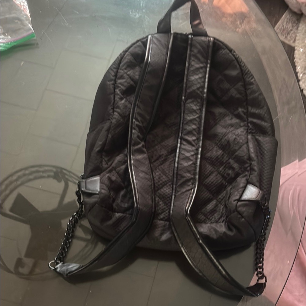 Black Chain-Embellished Men's Backpack - Picture 2 of 2